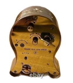 RARE-Vintage SWISS REUGE (8) Day Brass Musical Alarm Clock 3x3x1 Working