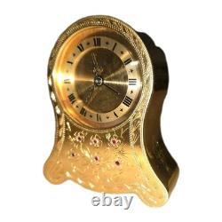 RARE-Vintage SWISS REUGE (8) Day Brass Musical Alarm Clock 3x3x1 Working