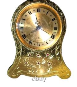 RARE-Vintage SWISS REUGE (8) Day Brass Musical Alarm Clock 3x3x1 Working