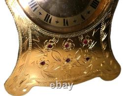 RARE-Vintage SWISS REUGE (8) Day Brass Musical Alarm Clock 3x3x1 Working