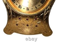 RARE-Vintage SWISS REUGE (8) Day Brass Musical Alarm Clock 3x3x1 Working