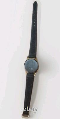 RARE Vintage Swiss Made Wind Up Football Player Diamond Tooled Die Cast Watch