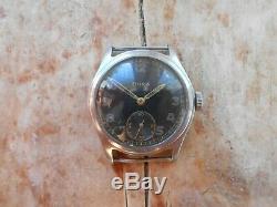 RARE! Vintage WW2 swiss all steel military watch DOXA DH for Wehrmacht, 1940s