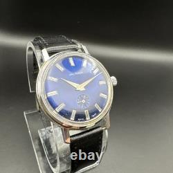 RARE Vintage Waltham Smoseco Blue Dial Sub-Dial Mechanical Watch Swiss Made