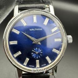 RARE Vintage Waltham Smoseco Blue Dial Sub-Dial Mechanical Watch Swiss Made