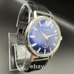 RARE Vintage Waltham Smoseco Blue Dial Sub-Dial Mechanical Watch Swiss Made