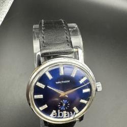 RARE Vintage Waltham Smoseco Blue Dial Sub-Dial Mechanical Watch Swiss Made