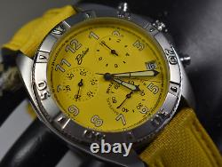 RARE! Vintage Yellow Belair Chronograph Swiss g10.211 Men's Watch NEW BATTERY