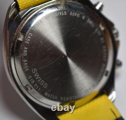 RARE! Vintage Yellow Belair Chronograph Swiss g10.211 Men's Watch NEW BATTERY