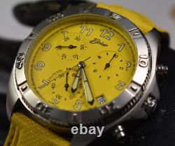 RARE! Vintage Yellow Belair Chronograph Swiss g10.211 Men's Watch NEW BATTERY