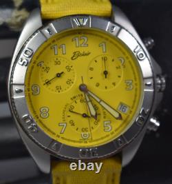 RARE! Vintage Yellow Belair Chronograph Swiss g10.211 Men's Watch NEW BATTERY