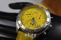 RARE! Vintage Yellow Belair Chronograph Swiss g10.211 Men's Watch NEW BATTERY