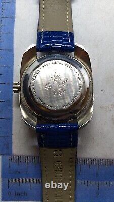 RARE vintage BLUE DIAL Lucerne Swiss Calendar Dive Watch. New Band Spectacular