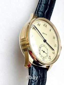 REVUE Vintage 1910`s New Cased rare Metal Gold Face Swiss Men`s Watch