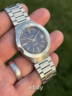 RUNS GREAT! Vintage Swiss ELGIN 25 Jewels Automatic Chunky Steel Case Rare Dial