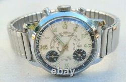 RW2 RARE & CLEAN ENDURA MENS SWISS'70s CHRONOGRAPH PANDA TELEMETER WATCH TICKS