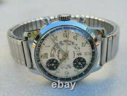 RW2 RARE & CLEAN ENDURA MENS SWISS'70s CHRONOGRAPH PANDA TELEMETER WATCH TICKS