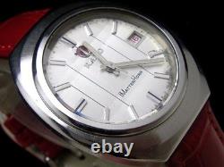 Rado Matterhorn Auto Watch 70s Swiss Made Cut Glass Rare Vintage Leather