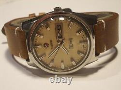 Rado Rare Vintage Mens Swiss Watch, Day Night, Gold Dial, Ss, Auto, Orig, Good