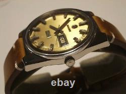 Rado Rare Vintage Mens Swiss Watch, Day Night, Gold Dial, Ss, Auto, Orig, Good