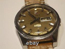 Rado Rare Vintage Mens Swiss Watch, Day Night, Gold Dial, Ss, Auto, Orig, Good