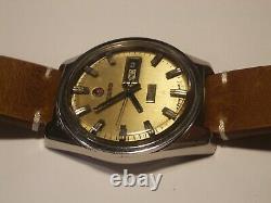 Rado Rare Vintage Mens Swiss Watch, Day Night, Gold Dial, Ss, Auto, Orig, Good