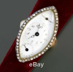 Rare 18k Yellow Gold Swiss Ring Watch With Diamond Bezel Ca1840 Keywind/keyset