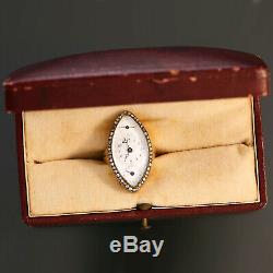 Rare 18k Yellow Gold Swiss Ring Watch With Diamond Bezel Ca1840 Keywind/keyset