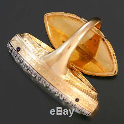 Rare 18k Yellow Gold Swiss Ring Watch With Diamond Bezel Ca1840 Keywind/keyset