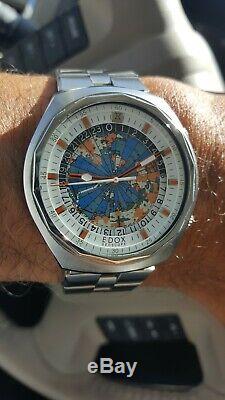 Rare 1970s Vintage Edox Geoscope Automatic World Timer Swiss Made Watch