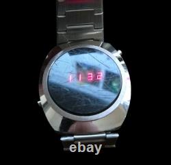Rare 1976 Microsonic Vintage Digital LED L. E. D Swiss Watch Tested Working
