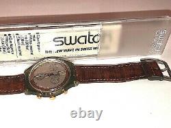 Rare 1990 Vintage Swatch Originals Swiss Watch 007 Goldfinger Chrono 22 Jewels