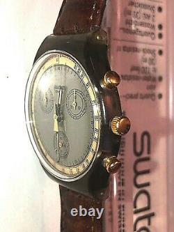 Rare 1990 Vintage Swatch Originals Swiss Watch 007 Goldfinger Chrono 22 Jewels