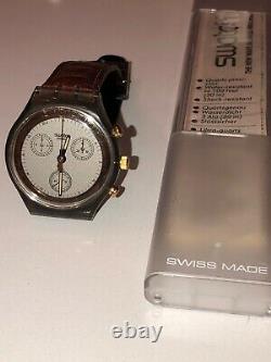 Rare 1990 Vintage Swatch Originals Swiss Watch 007 Goldfinger Chrono 22 Jewels