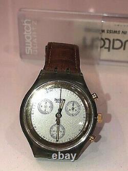 Rare 1990 Vintage Swatch Originals Swiss Watch 007 Goldfinger Chrono 22 Jewels