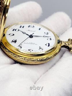 Rare 47mm MINT Marcel Gold-tone Vintage White Dial Men's Swiss Pocket Watch