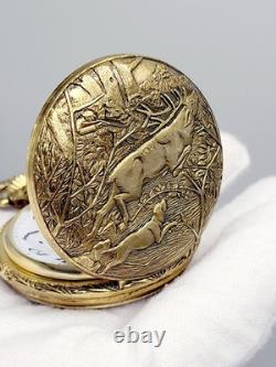 Rare 47mm MINT Marcel Gold-tone Vintage White Dial Men's Swiss Pocket Watch