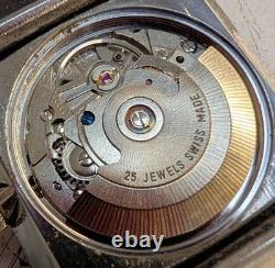 Rare 70's Antique Vintage Swiss Funky Retro Auto Chunky Watch 25 Jewel Eta 2760