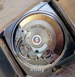 Rare 70's Antique Vintage Swiss Funky Retro Auto Chunky Watch 25 Jewel Eta 2760