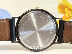 Rare Alfred Sung Day/Date Ladies Swiss Vintage Luxury Black French Leather Watch