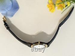 Rare Alfred Sung Day/Date Ladies Swiss Vintage Luxury Black French Leather Watch