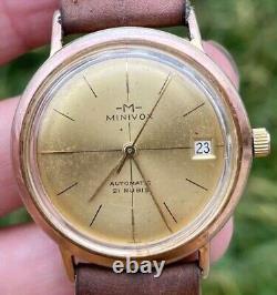 Rare And Unique Vintage Watch Minivox Automatic Waterproof Swiss Made 21 Jewels