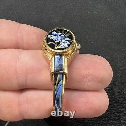 Rare Andre Mouche Peek-A-Boo Gold Floral Swiss Watch Ladies NICE