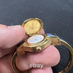 Rare Andre Mouche Peek-A-Boo Gold Floral Swiss Watch Ladies NICE