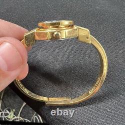 Rare Andre Mouche Peek-A-Boo Gold Floral Swiss Watch Ladies NICE