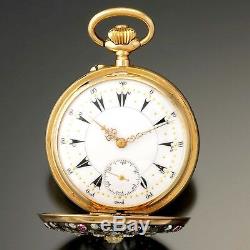 Rare Antique Diamond and Ruby 14K Gold Case Swiss Pocket Watch CA880s