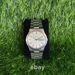 Rare BULOVA Automatic Day Date Silver Dial Watch Men Vintage Swiss Made