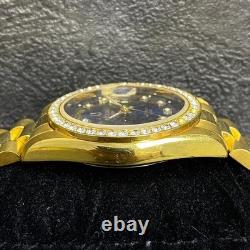 Rare BULOVA President Day Date Quartz Blue Dial Diamond Watch Men Vintage Swiss