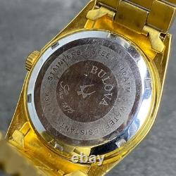 Rare BULOVA President Day Date Quartz Blue Dial Diamond Watch Men Vintage Swiss