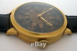 Rare Big ANTIQUE P. MOSER Schaffhausen Swiss Wristwatch Gilt case